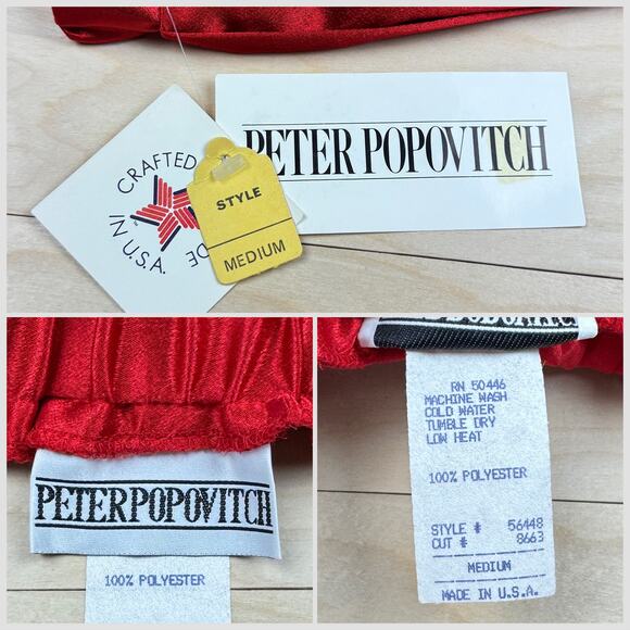 Vintage 1980s Red Satin High Waist Accordion Pleated Skirt - Picture 5 of 7